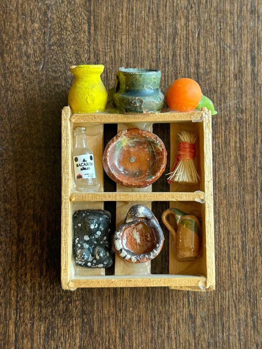Vintage Mexican trasterito miniature wooden wall shelf refrigerator magnet